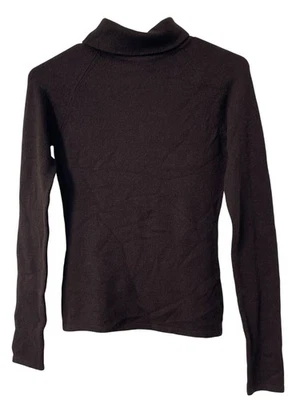 Suéter Aqua Talla Pequeña Cuello Alto Manga Larga Cachemira Nylon Marrón Acogedor Tejido Foto 1 de 4