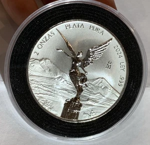 2024 Mexico Reverse Proof 2oz Silver Libertad Coin, ORIGNINAL CAPSULE - Picture 1 of 2