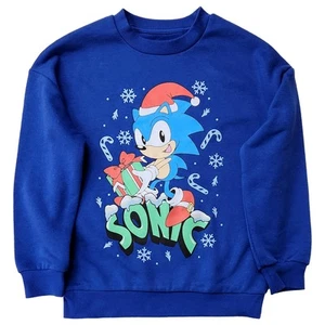 Boys Blue Sonic the Hedgehog Christmas Sweatshirt Sweat Shirt Small 6-7 - Picture 1 of 2