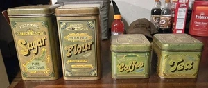 Juego de 4 botes Cheinco de colección harina Golden Harvest, café, azúcar, té 1977-78 - Imagen 1 de 9