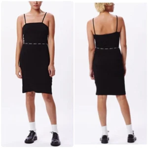 OBEY Glen Aspen Straight Neckline Knee Length Dress Black Women’s Size Large - Picture 1 of 8