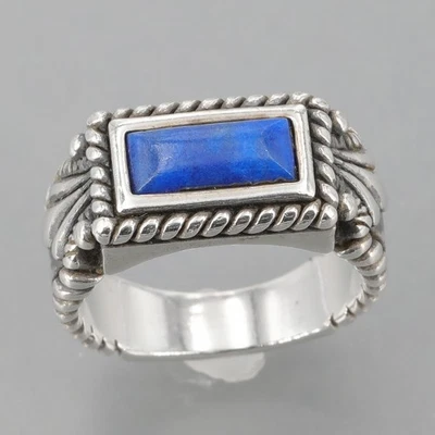 Anillo Carolyn Pollack Relios Plata Esterlina Lapislázuli Cuerda Texturizada Banda Talla 5 Foto 1 de 4