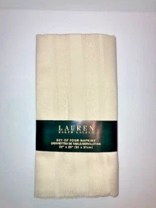Lauren Ralph Lauren Cloth IVORY Dinner Napkins Moire Stripe Set of 4 20x20 NEW - Picture 1 of 6