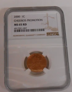 2000 CHEERIOS PROMOTION LINCOLN MEMORIAL CENT - NGC MS 65 RD - SPOT - Picture 1 of 10