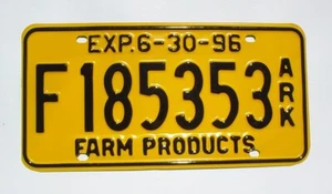 Old 1996 Arkansas Farm Products License Plate F185353 Embossed NOS - Picture 1 of 4