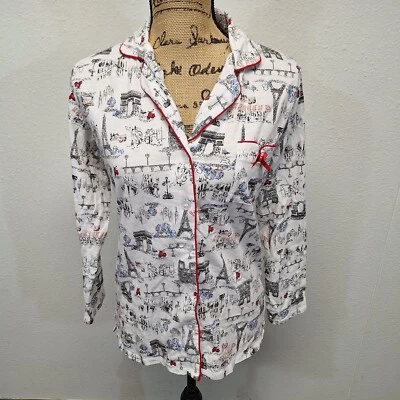 Pijama Laura Ashley algodão manga longa branco feminino tamanho pequeno - Imagem 1 de 4