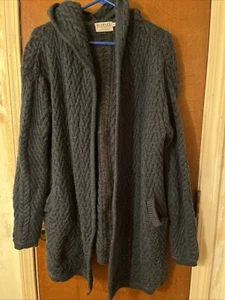Blarney Woollen Mills Ireland Dark Blue Open Front Merino Wool Women Cardigan XL - Picture 1 of 14