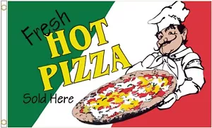 Fresh Hot Pizza Polyester 5'x3' Flag - LAST FEW - Picture 1 of 3