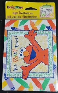 New Vintage 2001 ELMO "It's Party Time" Invitations Cards - 8 Pack NOS - Picture 1 of 7