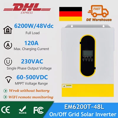 NICHT MARKENGEBUNDEN PowMr 6.2KW 48V Solar Hybrid Wechselrichter PV 60-500VDC MPPT 120A Laderegler