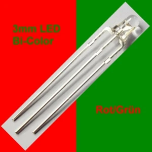 LED 3mm Claro Bi-Color Rojo Verde Dos Colores 3 Pines F9/1 - Imagen 1 de 1