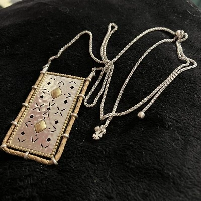 Lucky Brand Ethnic Style Brass Amulet Adjustable Sliding Necklace 18-32” - Image 1 of 4