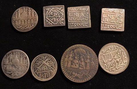 Lot of 8 India Tourist Temple Token Square Cover