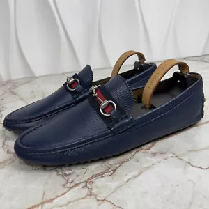 Gucci Horsebit Web Driving Mokassin blau genarbtes Leder 9 G oder 9,5 US 43 EUR - Bild 1 von 11