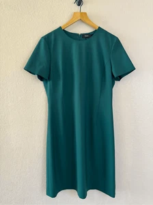 Abito tubino lana Theory Jatinn donna 10 verde tinta unita carriera business ufficio lavoro - Foto 1 di 12