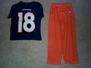 ($45) Denver Broncos PEYTON MANNING nfl Pajama Jersey Set YOUTH KIDS BOYS (5-6) - Picture 1 of 3