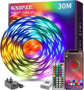 KSIPZE 30m Led Strip Lights RGB Music Sync Color Changing, Led Lights with Smart - Picture 1 of 5
