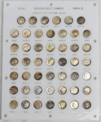1946 -1964 D COMPLETE MINT STATE 48 ROOSEVELT DIMES SUPERB COLOR'S CAPITOL SET - Image 1 of 2