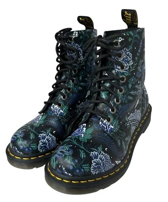 Dr. Martens Women’s 1460 Pascal Combat Boots Blue Black Floral Size 6 - Image 1 of 4