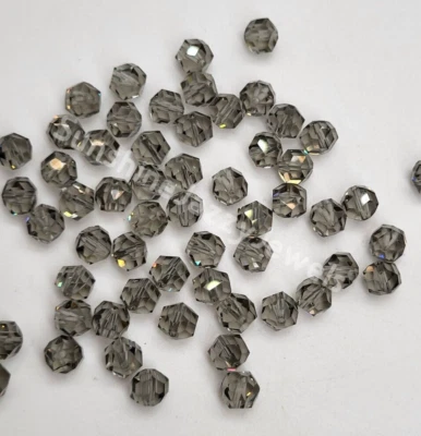 12 cuentas redondas de cristal de Swarovski diamante negro 6 mm corte rocoso 5007 piezas Foto 1 de 3