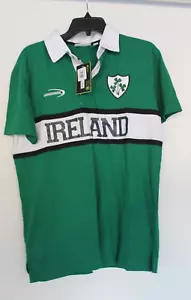Lansdowne Ireland Shamrock Green and White Stripe Rugby Polo NWT Men's Size S - Picture 1 of 5
