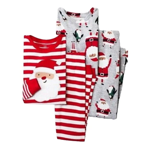 Just One You by Carter's 4 Piece Gray / Red Stripe Santa Pajamas (Sz 5) NWT - Image 1 of 1