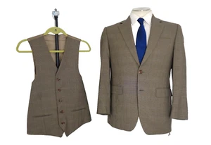 Ralph Lauren Glen Plaid Tweed Sport Coat Jacket and Reversible Vest Mens US 38 R - Picture 1 of 24