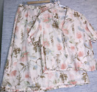 Elizabeth Liz Claiborne Button Linen Muted Floral Skirt Blouse Set Size 18* Vtg