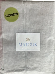 Matouk~Porto~2 Standard pillowcases~LINEN~21 x 32 each~ Silver~machine wash~NWT~ - Picture 1 of 4