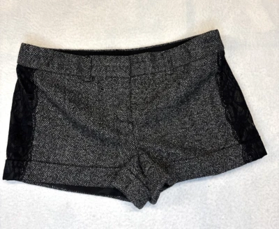 Express Women Black Grey Herringbone Shorts Size 6 Design Studio - Image 1 of 4