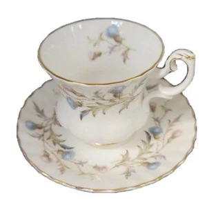 Brigadoon Cup & Saucer Set by Royal Albert (Pink & Blue Thistles) - Picture 1 of 8