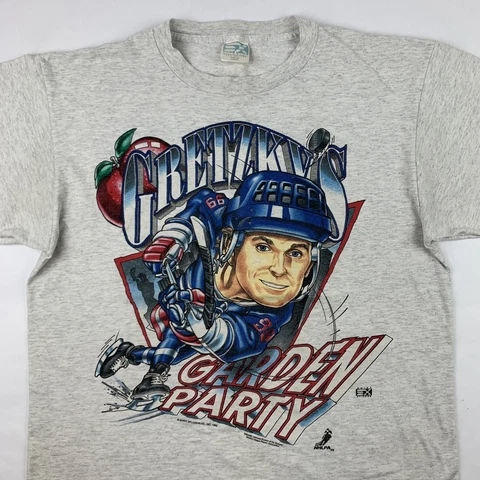 VTG Xplosion Wayne Gretzky NY Rangers Garden Party T-Shirt Mens Large Caricature Cover