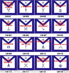 DELANTAL OFICIAL LOGIA AZUL MASÓNICO - JUEGO DE 12 DELANTALES CON GUANTES LISOS DE ALGODÓN GRATIS - Imagen 1 de 12