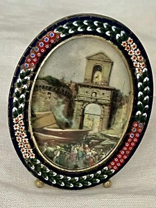 TOLLER GRAND TOUR MIKROMOSAIK OVALER BILDERRAHMEN mit ORIGINALFOTO. 4 zoll - Bild 1 von 3