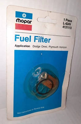 Filtro de combustible Mopar OEM Dodge Omni / Plymouth Horizon #L-624V (4131113) nuevo Foto 1 de 2