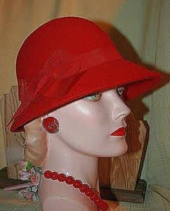 NEU Croft & Barrow rote Wolle Cloche Mütze mit Etikett Lg. - Bild 1 von 9