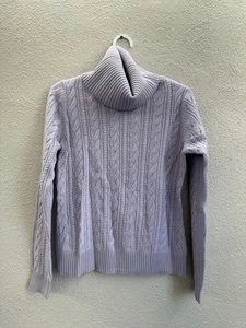 Bloomingdales Womens Sweater Size Medium Purple Cashmere Cable Knit Turtleneck - Picture 1 of 11