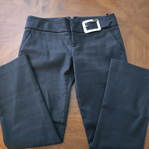 Pantaloni pantaloni Gucci tg 44 US 12 14 neri piatti davanti fibbia argento