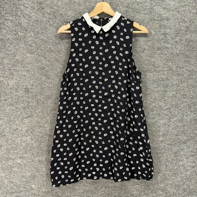 Forever 21 Dress Women M Medium Black Floral Shift Short Zipper Collared Lined - Image 1 of 4
