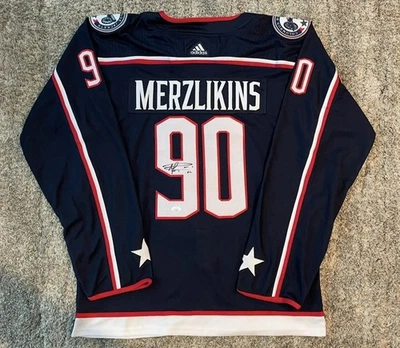 Elvis Merzlikins Signed Columbus Blue Jackets Jersey JSA COA - Image 1 of 3