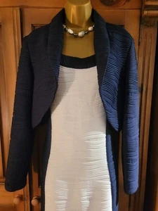 Joseph Ribkoff Navy And Ivory Ribbed Dress Suit Size 18 Cruise Wedding RRP £425 - Picture 1 of 13