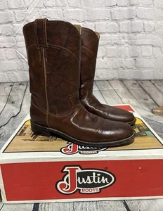 Vintage Justin Stiefel Damengröße 8,5 A Roper L3163 10" marmoriert kastanie Deerlite USA - Bild 1 von 15