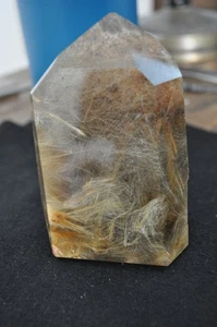 Golden Rutile Quartz Freeform Crystal 427 Gram Polished Wonderful loaded Brazil - Picture 1 of 18