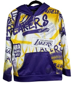 NBA Official Youth Large Los Angeles Lakers Purple Spray Ball Pullover Hoodie - Picture 1 of 7