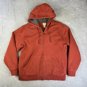 LL Bean Hoodie Mens Medium Orange Katahdin Iron Works Sweatshirt Fleece Lined - Picture 1 of 8