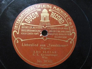 1906 LEO SLEZAK ODEON Rigoletto La Donna WAGNER Tannhäuser Dir töne Lob 38015  - Picture 1 of 2