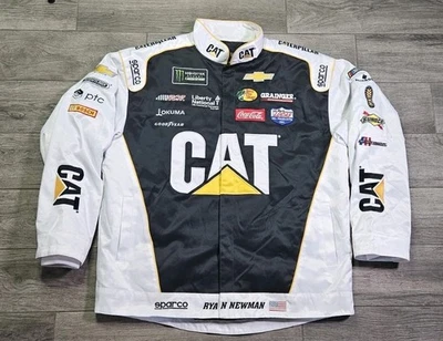 NASCAR Ryan Newman CAT Embroidered Racing Jacket Mens Size XL Black White - Image 1 of 4