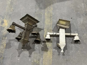 Antique Pair Of Brass Mission Ceiling Fixtures Salvaged Light - Picture 1 of 15