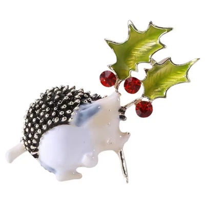 Retro Lindo Broche Erizo Esmalte Estrás Animal Hoja Prendedor Otoño Joyería Regalo Foto 1 de 4
