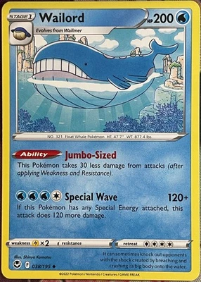 Wailord - 038/195 - Silver Tempest Pokemon 2022 - Image 1 of 2